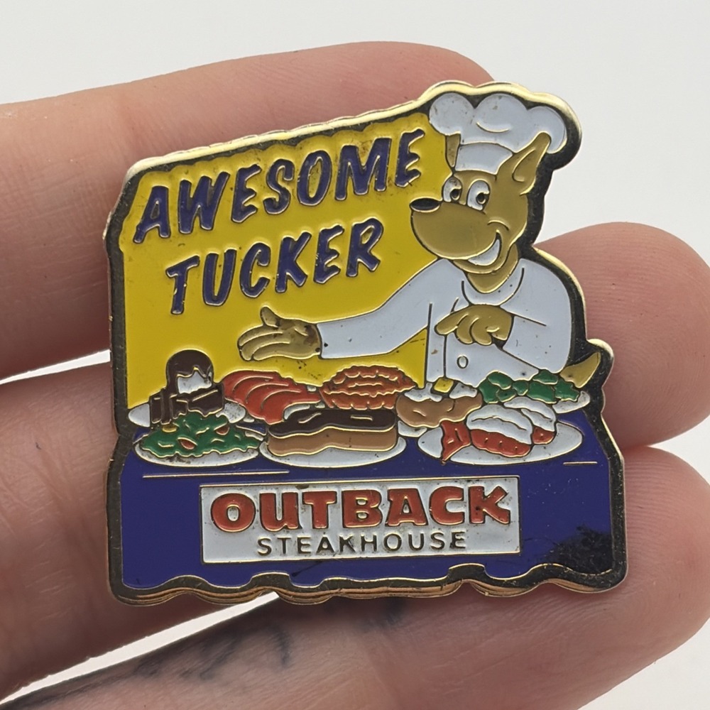 Outback Steakhouse Awesome Tucker Kangaroo Mascot Chef Lapel Hat Pin